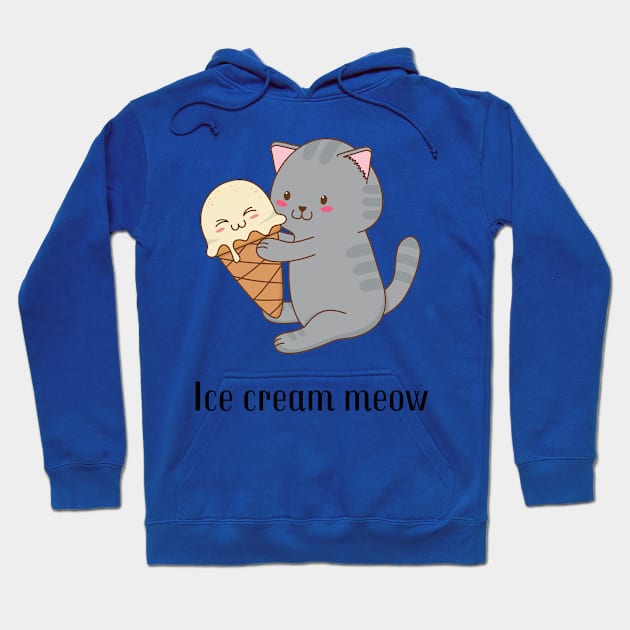 Ice Cream Meow Cute Ice cream pun Hoodie by Butterfly Lane